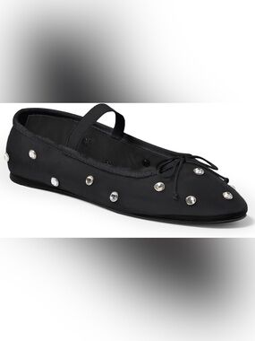Black Nylon Studded Flats 8.5 NWT